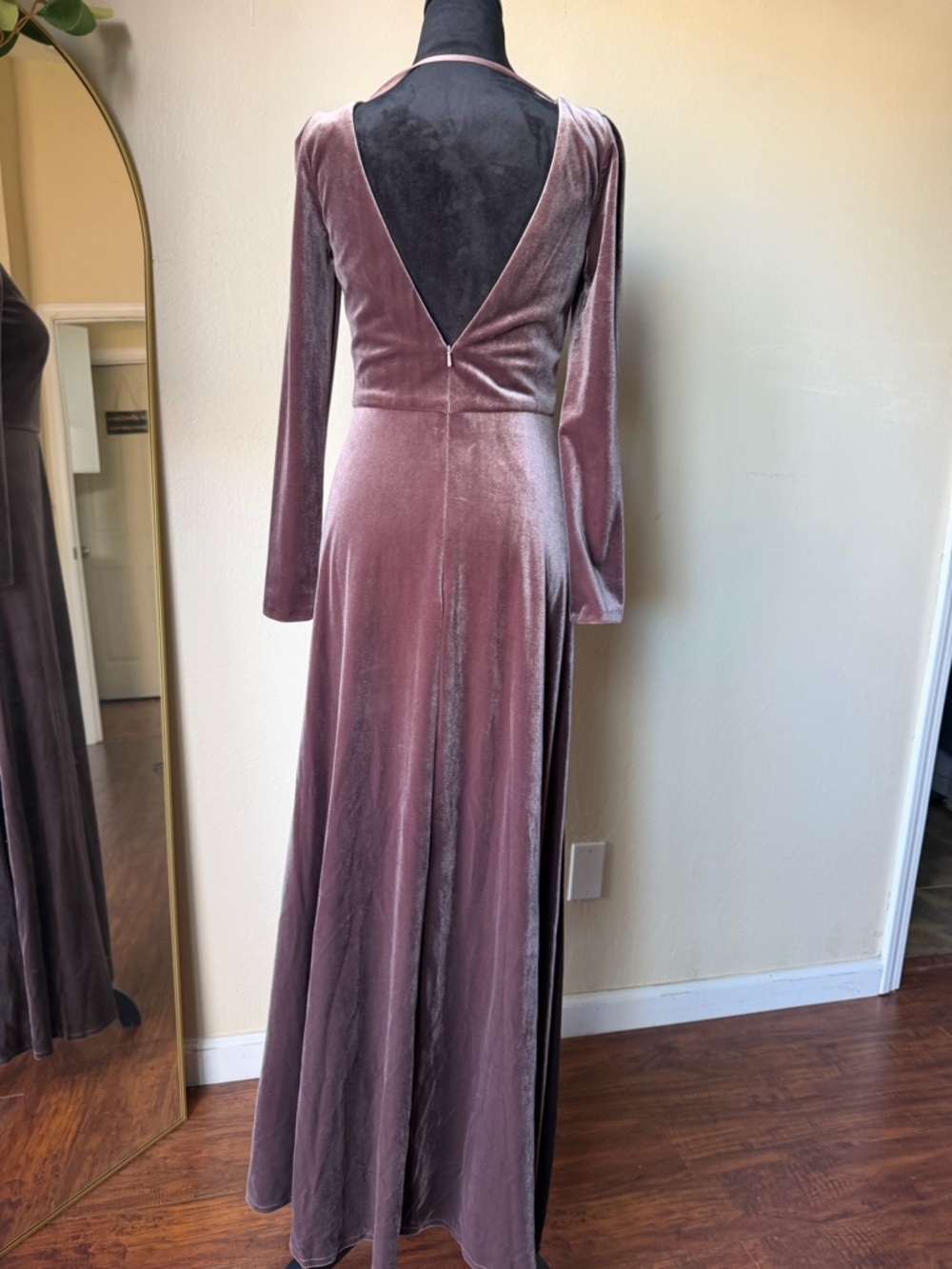 Velvet maxi dress open back elegant jenny yoo collection size 4 wedding - Picture 7 of 10